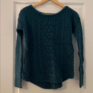 teal pointelle sweater